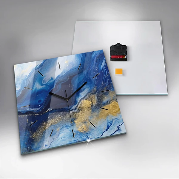 Wanduhr quadratisch mit motiv Blaue Murmel