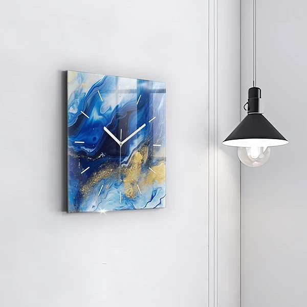 Wanduhr quadratisch mit motiv Blaue Murmel