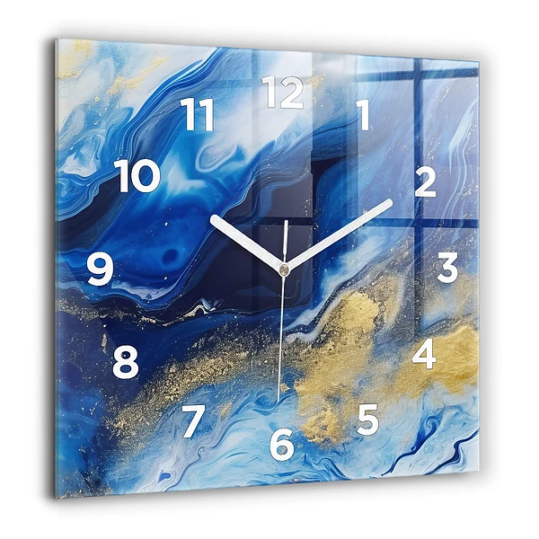 Wanduhr quadratisch mit motiv Blaue Murmel