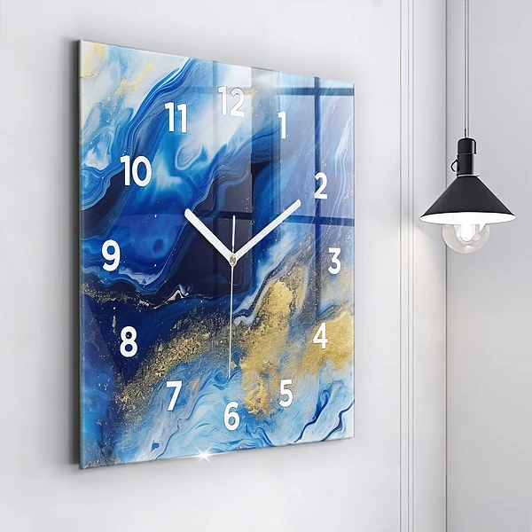 Wanduhr quadratisch mit motiv Blaue Murmel