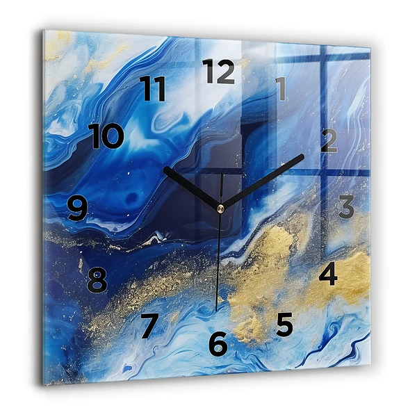 Wanduhr quadratisch mit motiv Blaue Murmel
