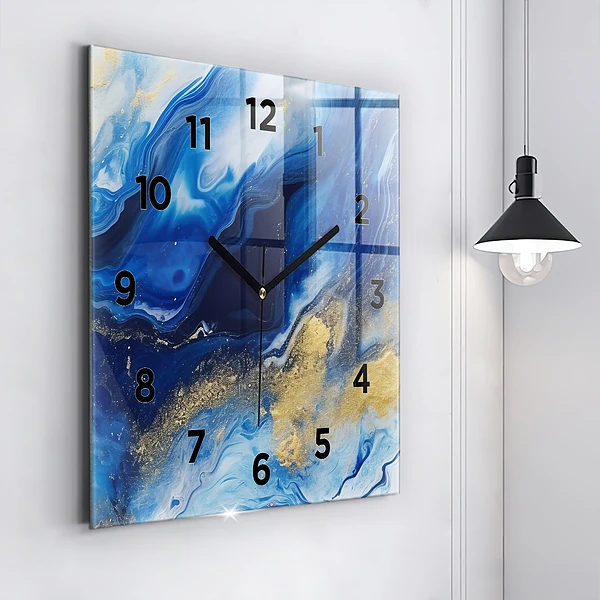 Wanduhr quadratisch mit motiv Blaue Murmel