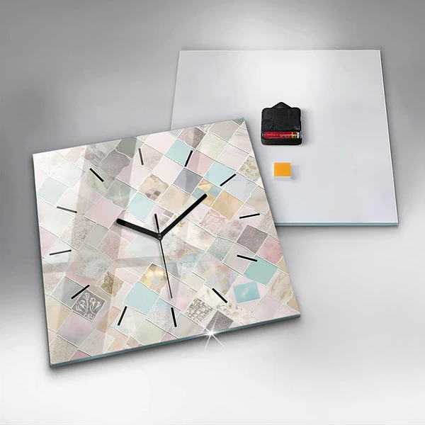 Wanduhr quadratisch Farbige Fliesen