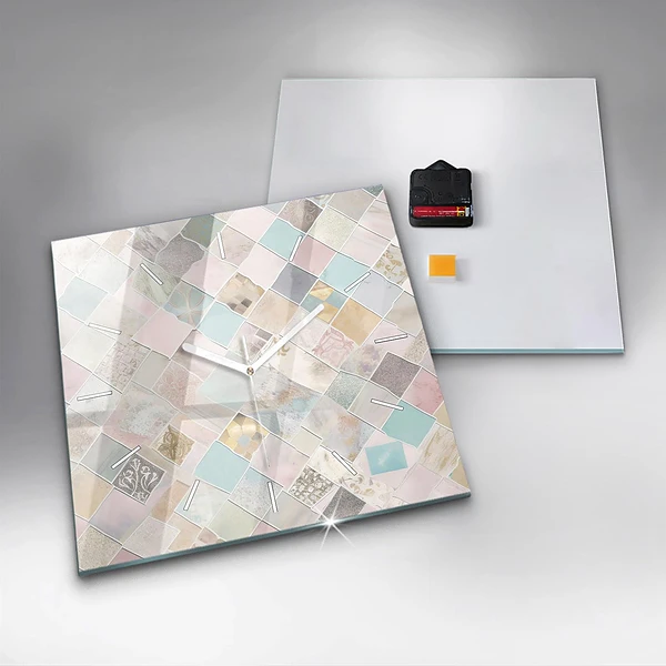 Wanduhr quadratisch Farbige Fliesen