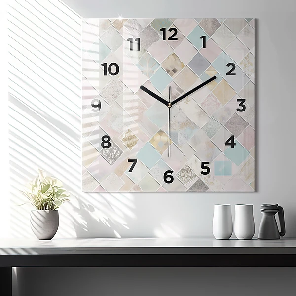 Wanduhr quadratisch Farbige Fliesen