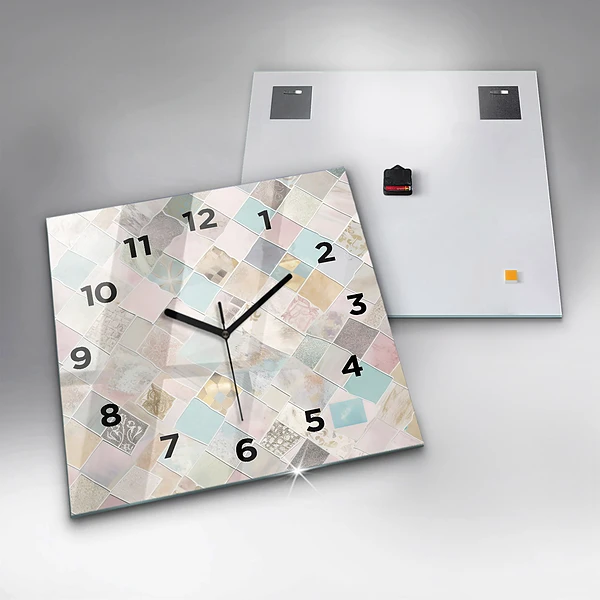 Wanduhr quadratisch Farbige Fliesen