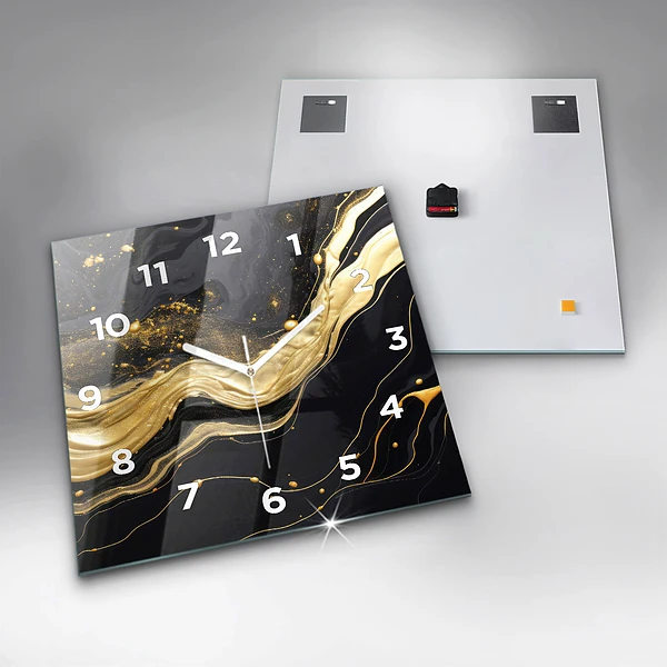 Wanduhr quadratisch Goldener Marmor