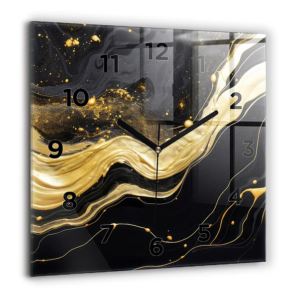Wanduhr quadratisch Goldener Marmor