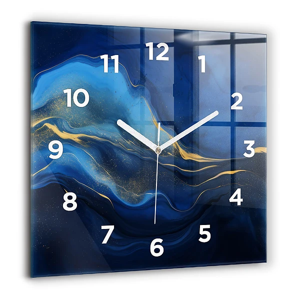 Wanduhr modern quadratisch Blauer Marmor