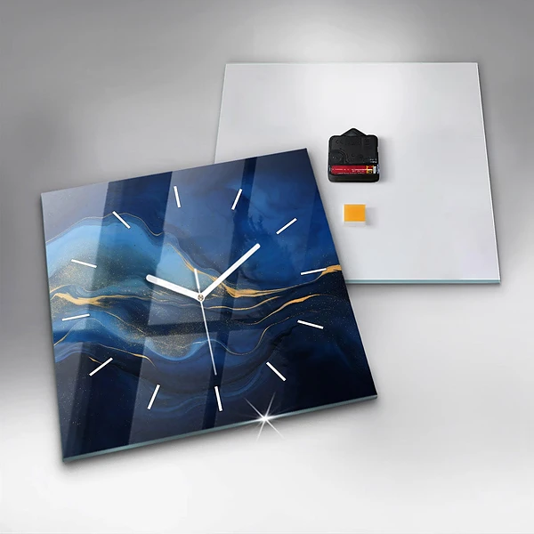 Wanduhr modern quadratisch Blauer Marmor