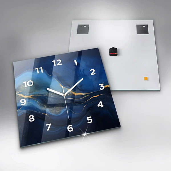 Wanduhr modern quadratisch Blauer Marmor
