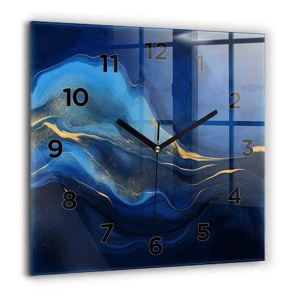 Wanduhr modern quadratisch Blauer Marmor