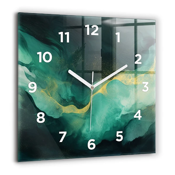Wanduhr quadratisch mit motiv Grüner Marmor