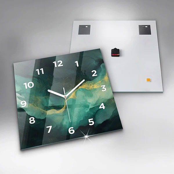 Wanduhr quadratisch mit motiv Grüner Marmor