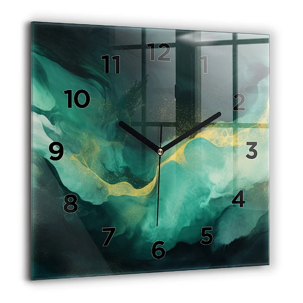 Wanduhr quadratisch mit motiv Grüner Marmor