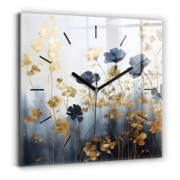 Wanduhr modern quadratisch Abstrakte Blumen
