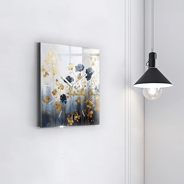 Wanduhr modern quadratisch Abstrakte Blumen
