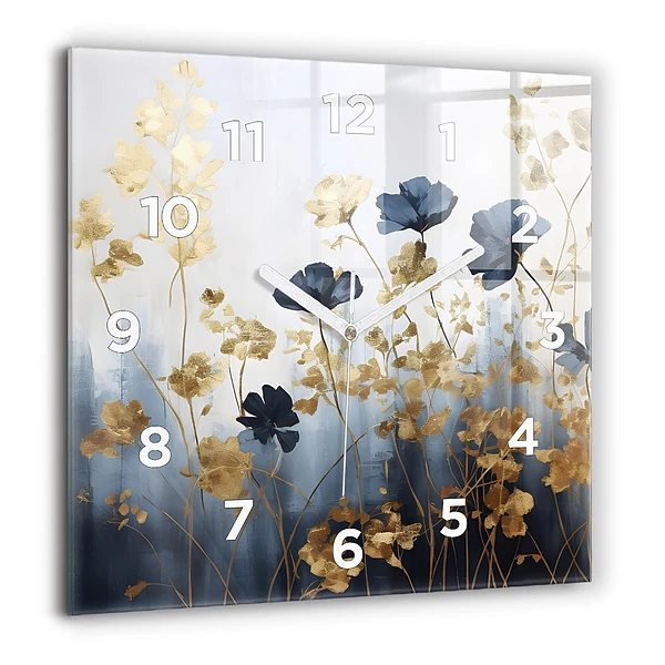 Wanduhr modern quadratisch Abstrakte Blumen