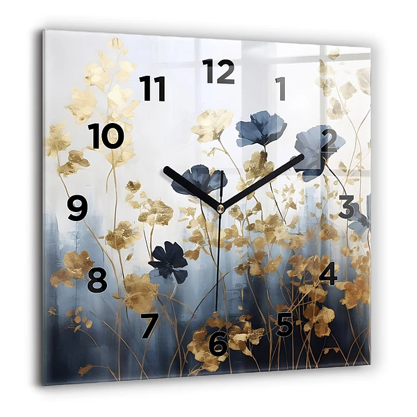 Wanduhr modern quadratisch Abstrakte Blumen