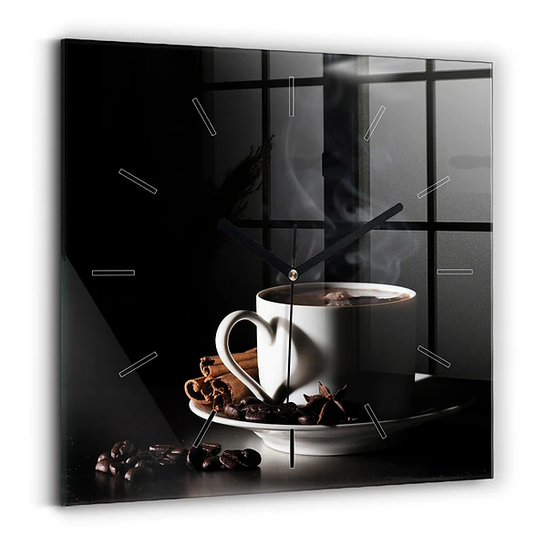 Wanduhr quadratisch mit motiv Kaffeetasse
