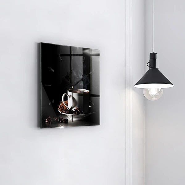 Wanduhr quadratisch mit motiv Kaffeetasse