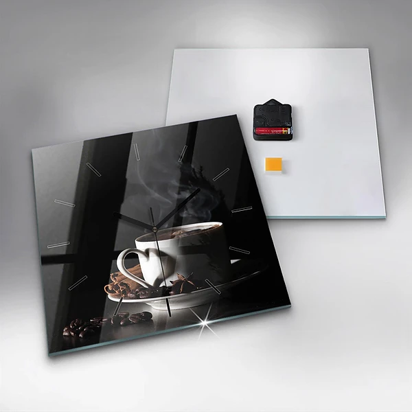 Wanduhr quadratisch mit motiv Kaffeetasse