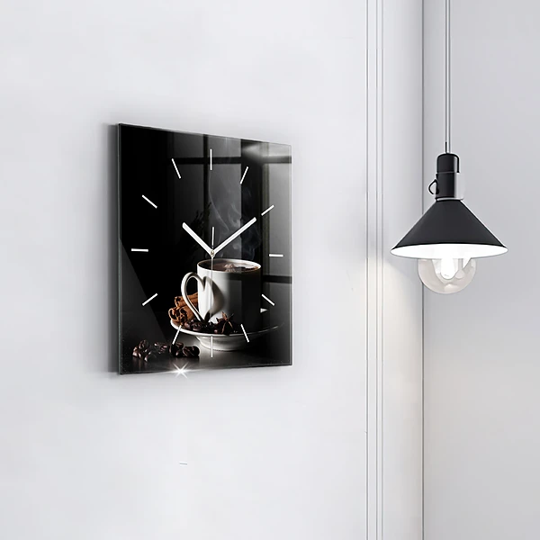 Wanduhr quadratisch mit motiv Kaffeetasse