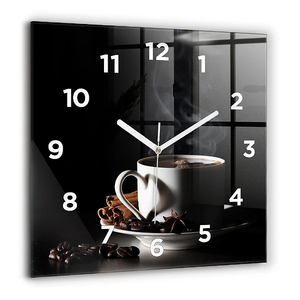 Wanduhr quadratisch mit motiv Kaffeetasse