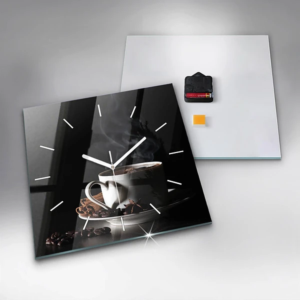 Wanduhr quadratisch mit motiv Kaffeetasse
