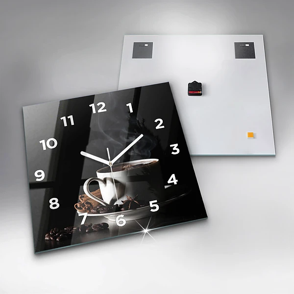 Wanduhr quadratisch mit motiv Kaffeetasse