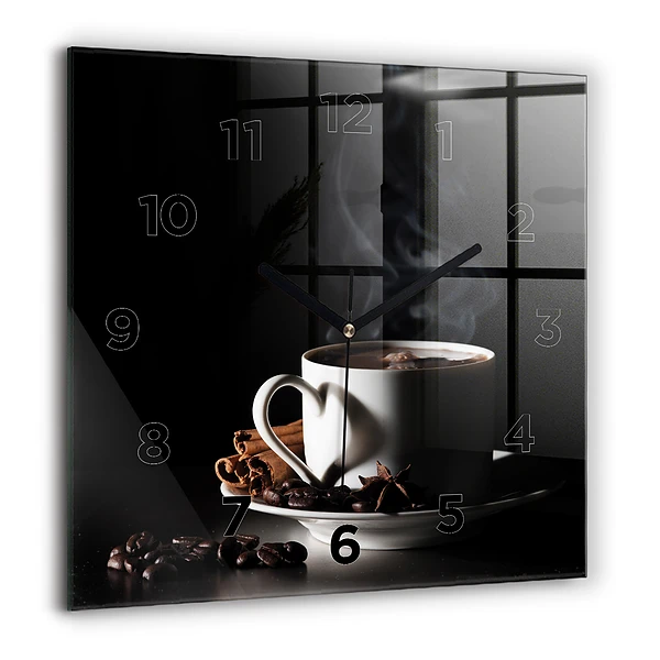 Wanduhr quadratisch mit motiv Kaffeetasse
