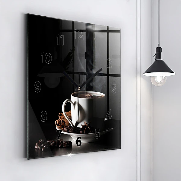Wanduhr quadratisch mit motiv Kaffeetasse