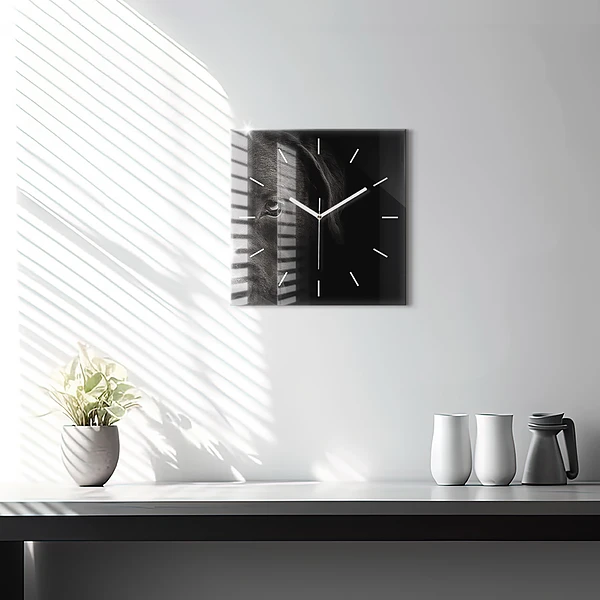 Wanduhr modern quadratisch Hund und schottische Katze