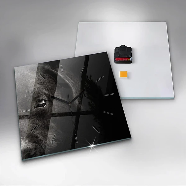 Wanduhr modern quadratisch Hund und schottische Katze