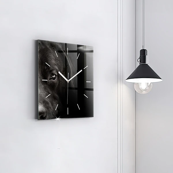 Wanduhr modern quadratisch Hund und schottische Katze