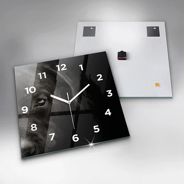 Wanduhr modern quadratisch Hund und schottische Katze