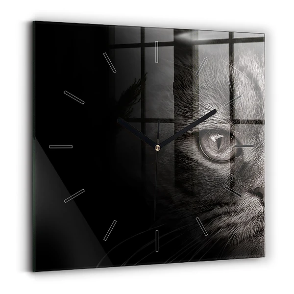 Wanduhr quadratisch mit motiv Schottischer Hund und Katze