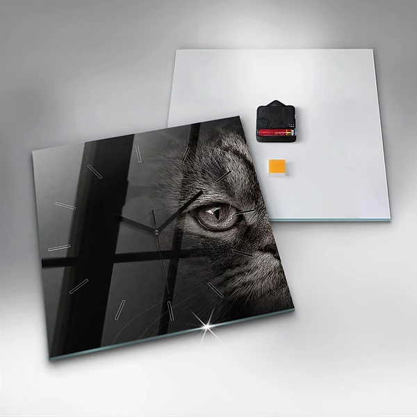 Wanduhr quadratisch mit motiv Schottischer Hund und Katze