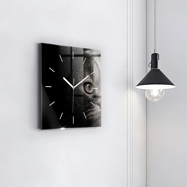 Wanduhr quadratisch mit motiv Schottischer Hund und Katze