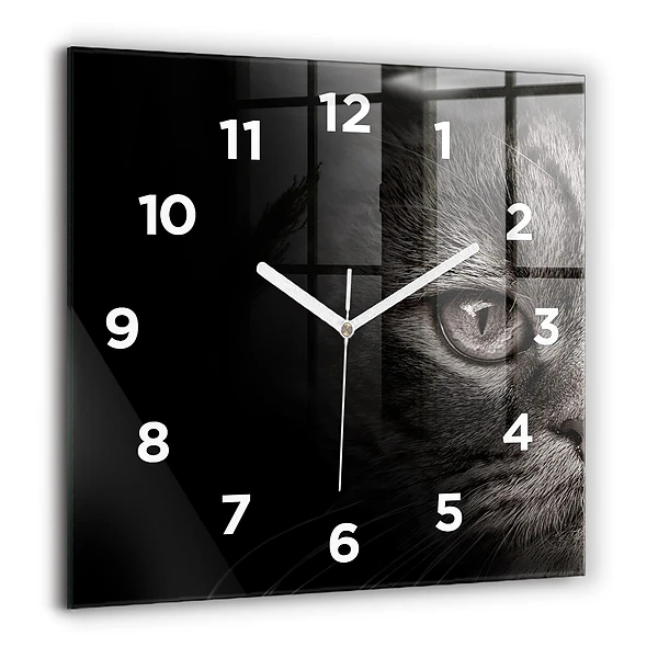 Wanduhr quadratisch mit motiv Schottischer Hund und Katze