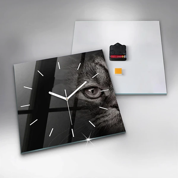 Wanduhr quadratisch mit motiv Schottischer Hund und Katze