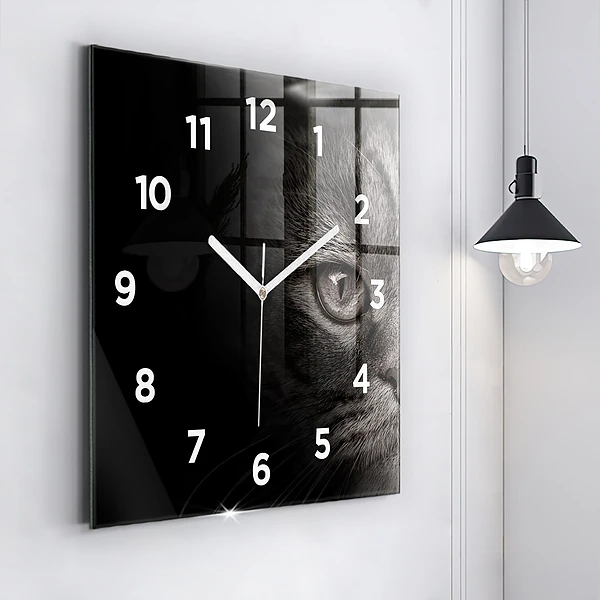 Wanduhr quadratisch mit motiv Schottischer Hund und Katze