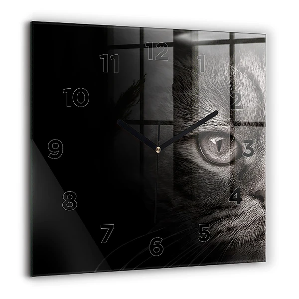 Wanduhr quadratisch mit motiv Schottischer Hund und Katze