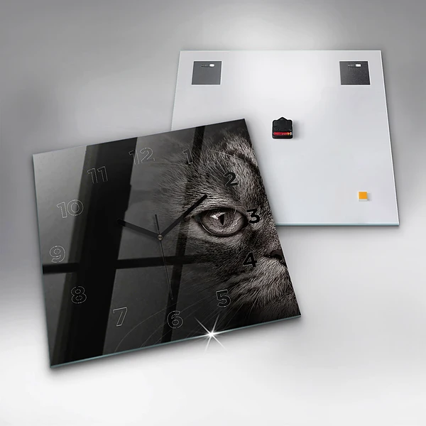 Wanduhr quadratisch mit motiv Schottischer Hund und Katze