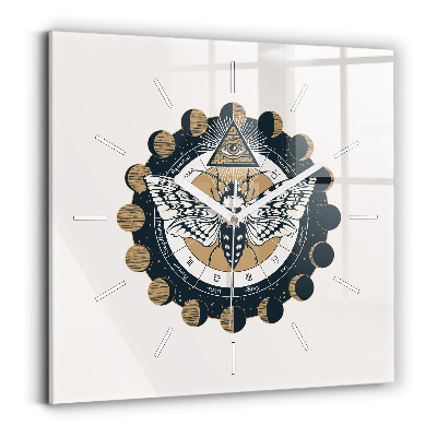 Wanduhr quadratisch mit motiv Mondphasen und das Auge