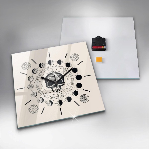 Wanduhr quadratisch Mondphasen