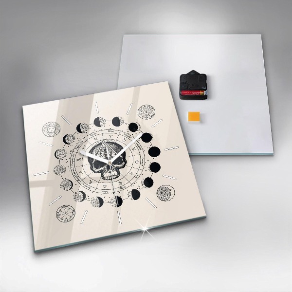 Wanduhr quadratisch Mondphasen