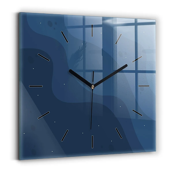 Wanduhr quadratisch Blaue Wellen