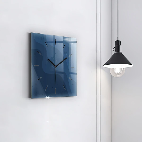 Wanduhr quadratisch Blaue Wellen