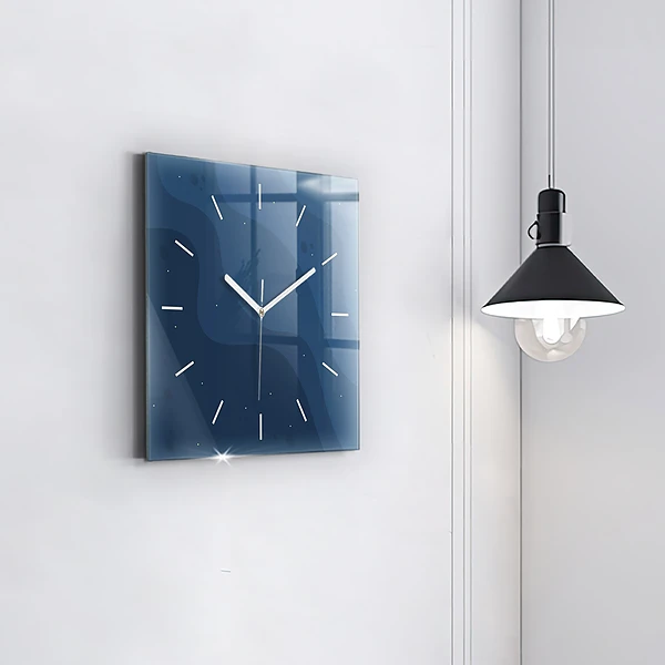 Wanduhr quadratisch Blaue Wellen